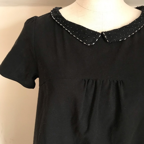 Maison Scotch Dress, Beaded Peter Pan Collar, Size 2, Black - Picture 2 of 6